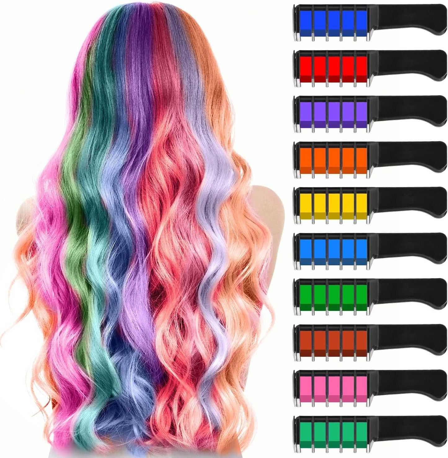 Pipirich 10 color temporary hair chalk comb set front packaging