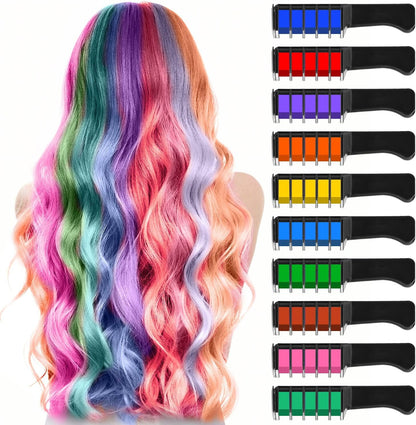 Pipirich 10 color temporary hair chalk comb set front packaging
