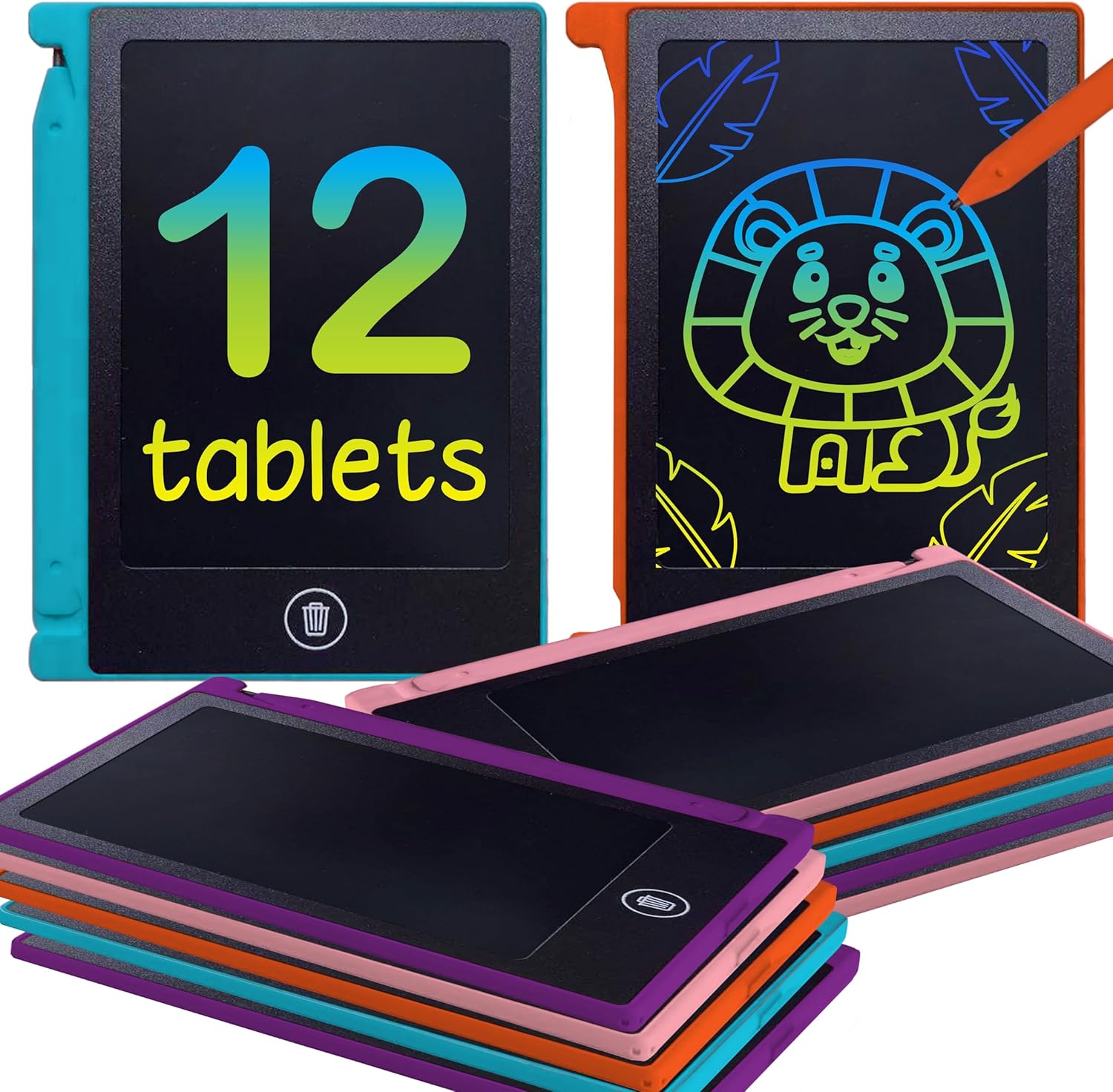 Playtapus mini LCD writing tablet set of twelve front view