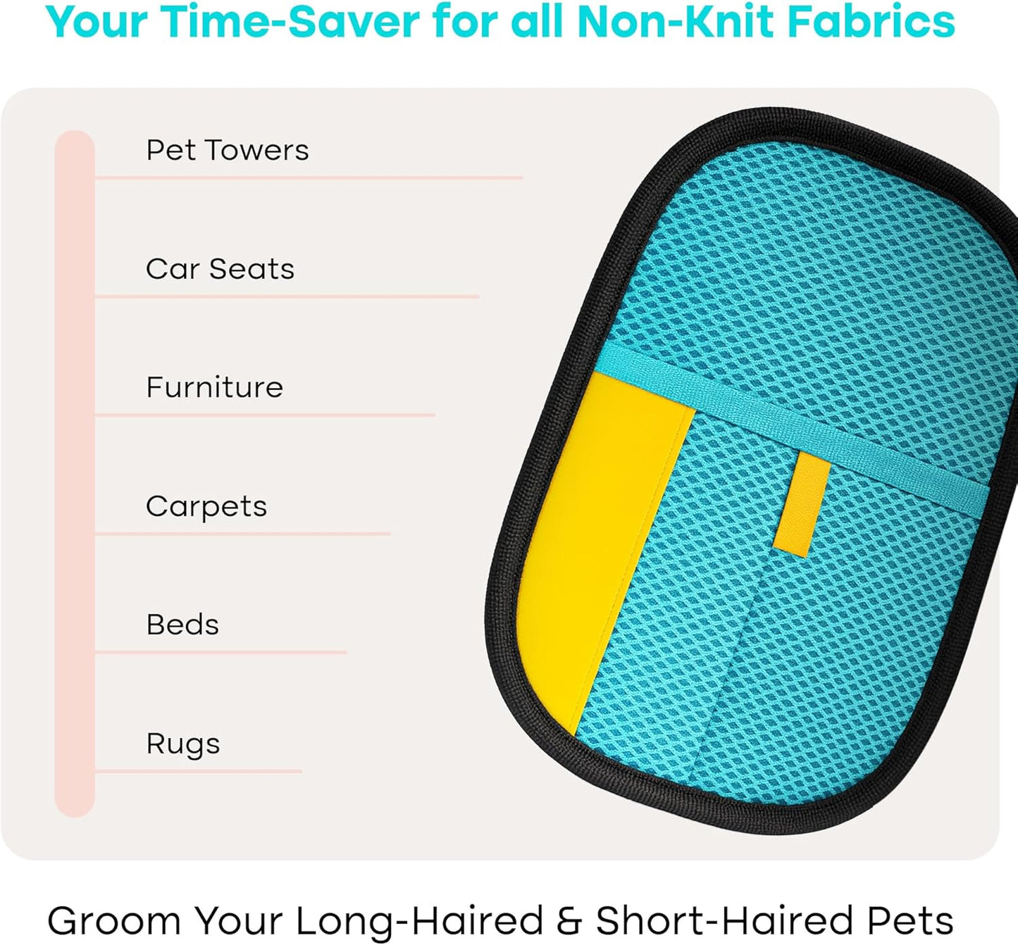 Machine washable electrostatic pet grooming glove for home fabrics