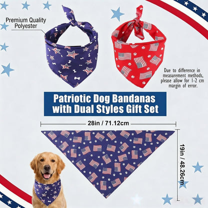 Two pack blue and red patriotic pet bibs