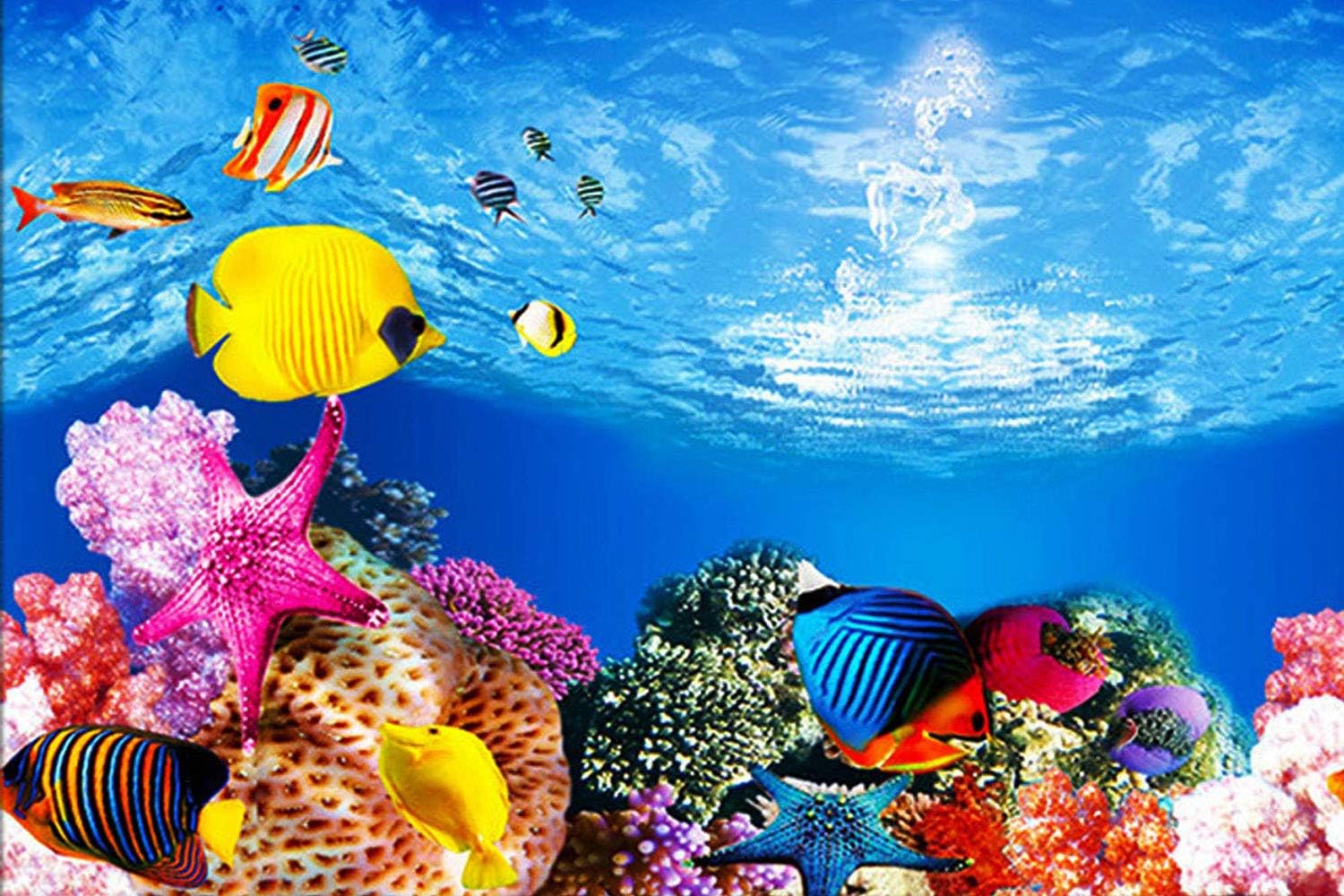 ELEBOX fish tank sticker background displayed on a 20 gallon desktop aquarium setup.