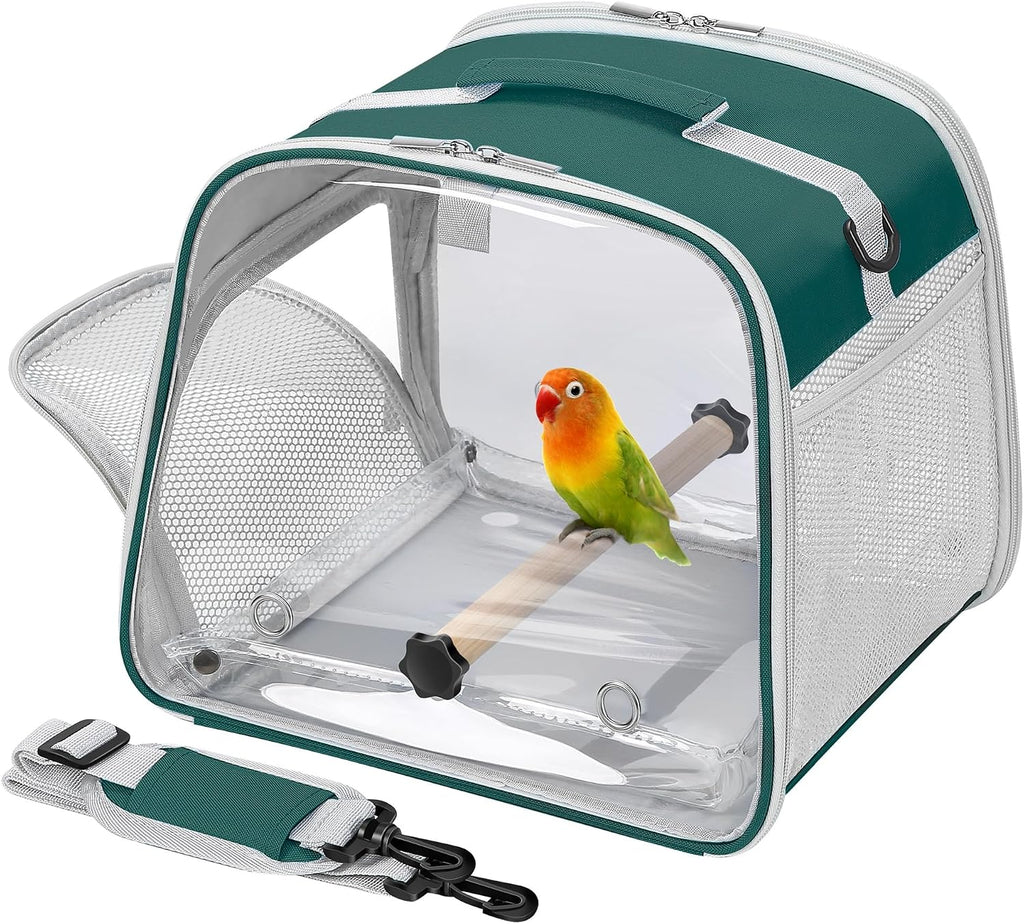 Small Bird Carrier, Large Window Travel Cage with Stand and Easy Clean Tray for Parrot Parakeet Cockatiels, Lightweight and Portable, Blue - Image 9