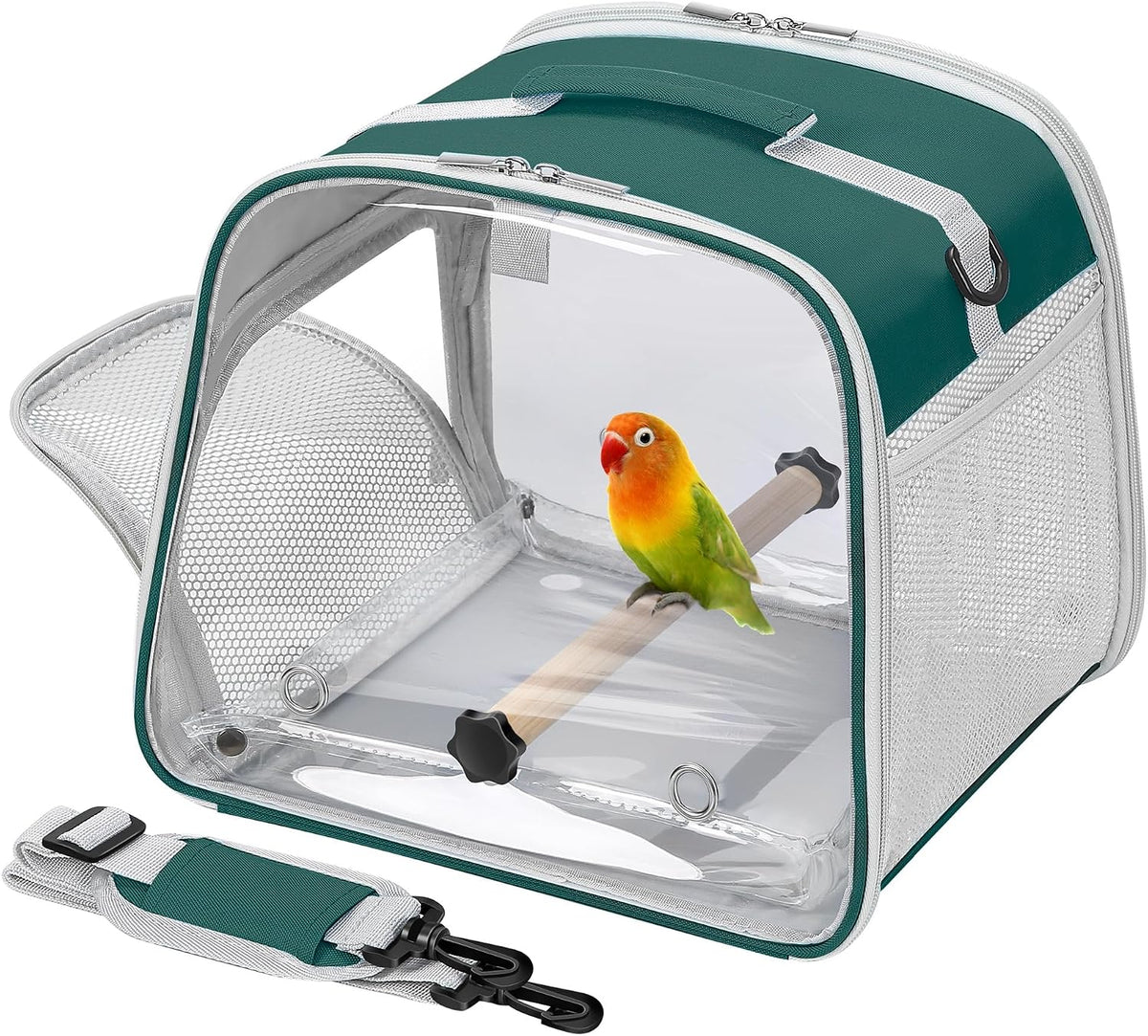 Small Bird Carrier, Large Window Travel Cage with Stand and Easy Clean Tray for Parrot Parakeet Cockatiels, Lightweight and Portable, Blue - Image 9
