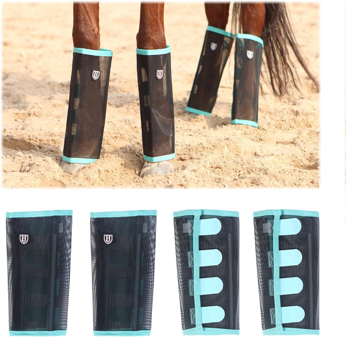 Harrison Howard Loose-Fitting Horse Fly Leggings Breathable, Tear-Resistant Fine Mesh Leg Guards Stay-on Comfortable Fly Boots (Set of 4) - Image 13