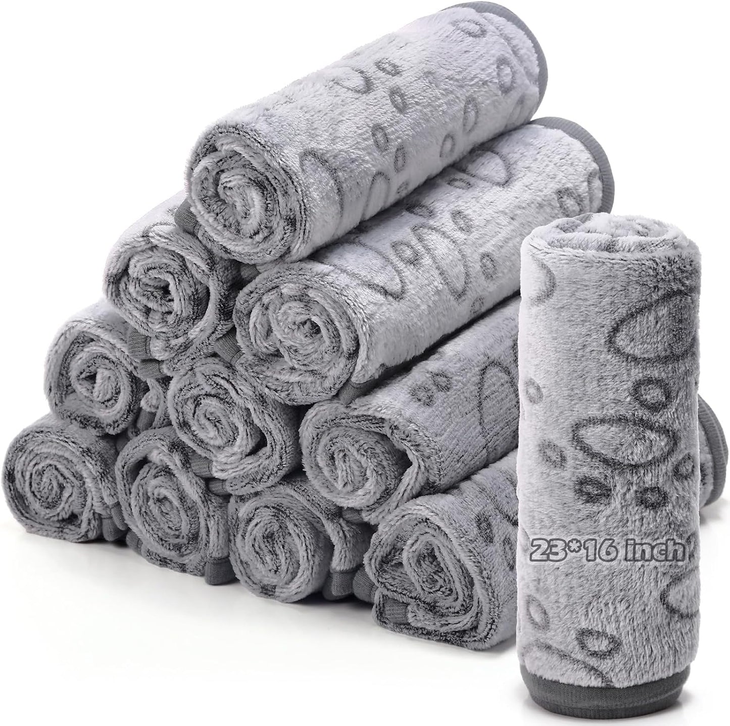 Tegeme 12 Pcs Pet Blankets 23 x 16 Inch Soft Fluffy Fleece Dog Cat Warm Paw Print Pattern Blankets Flannel Throw for Pets Dog Puppy Cat(White) - Image 13