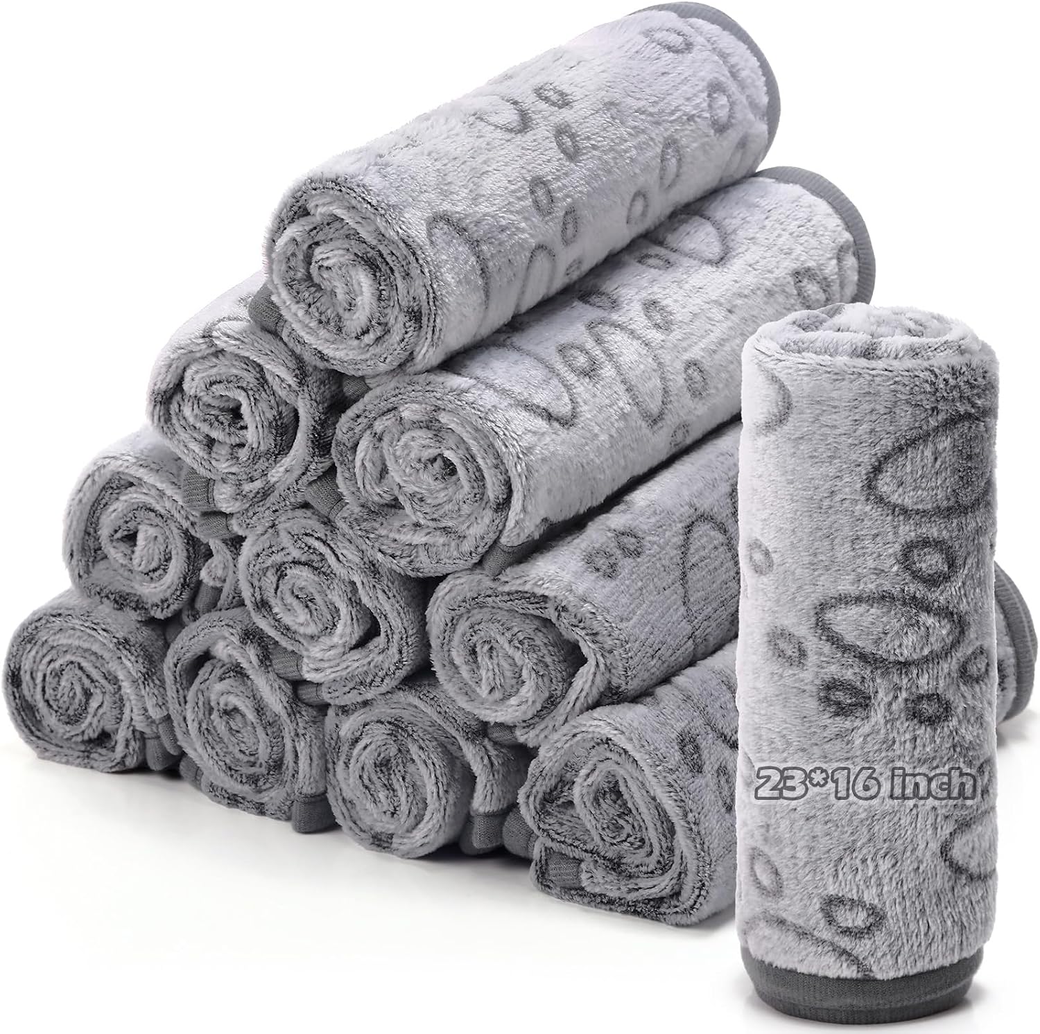 Tegeme 12 Pcs Pet Blankets 23 x 16 Inch Soft Fluffy Fleece Dog Cat Warm Paw Print Pattern Blankets Flannel Throw for Pets Dog Puppy Cat(White) - Image 13