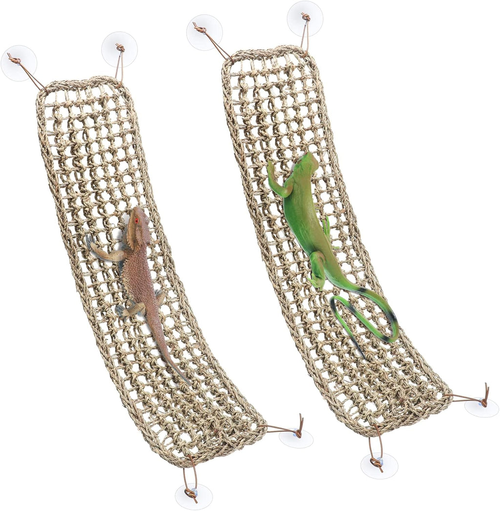 Silkfly bearded dragon hammock front view showing rectangular seagrass texture