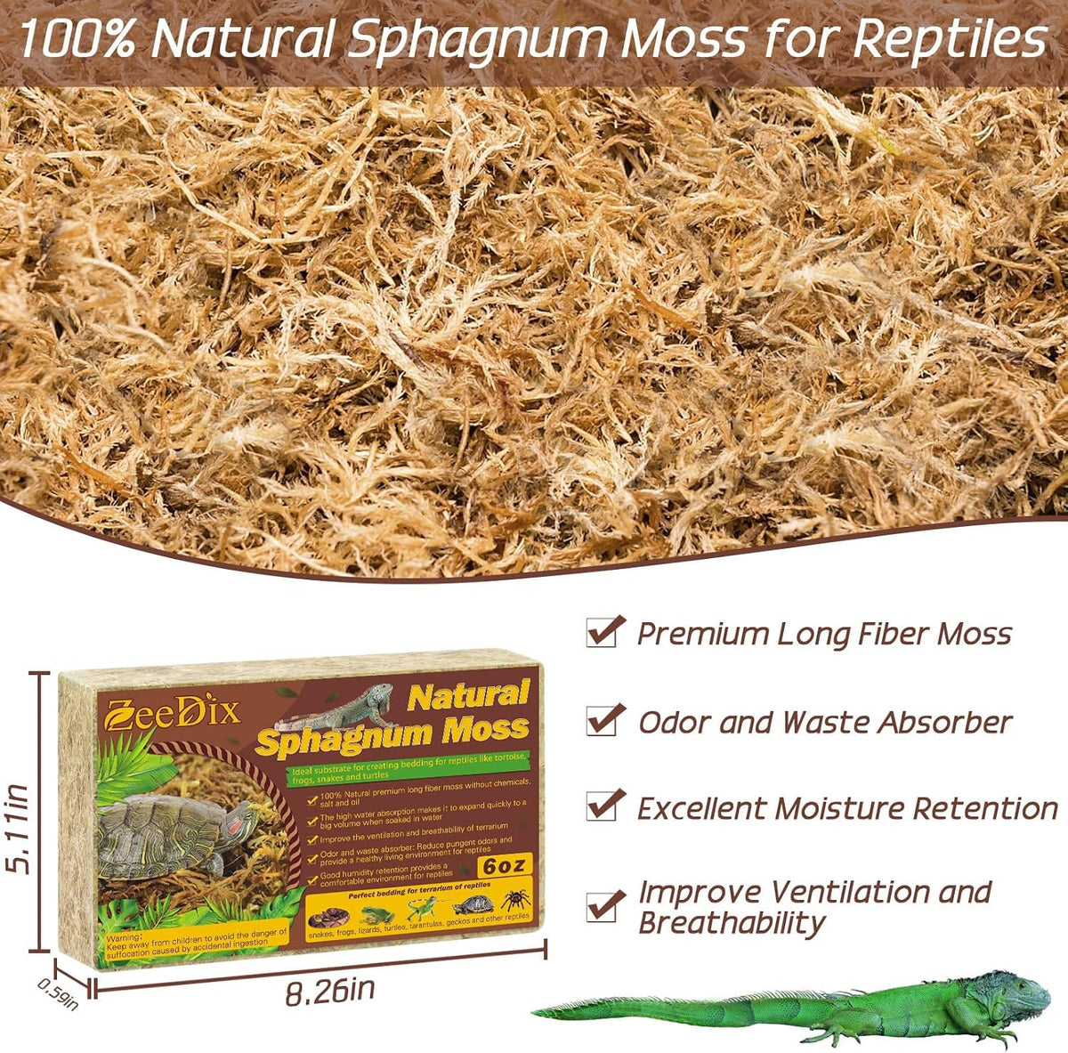 Natural dried terrarium moss bedding substrate expanding in water