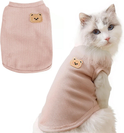 Waffle Knit Cat & Dog T Shirt for Small Dogs, Stretchable Puppy Shirt for Sphynx Cats & Small Breeds, Pet Clothes | Breathable Summer/Winter Apparel for Newborn(Green Large) - Image 11