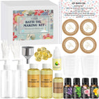 Jcoos DIY shower oil and bath oil making kit front view packaging and bottles