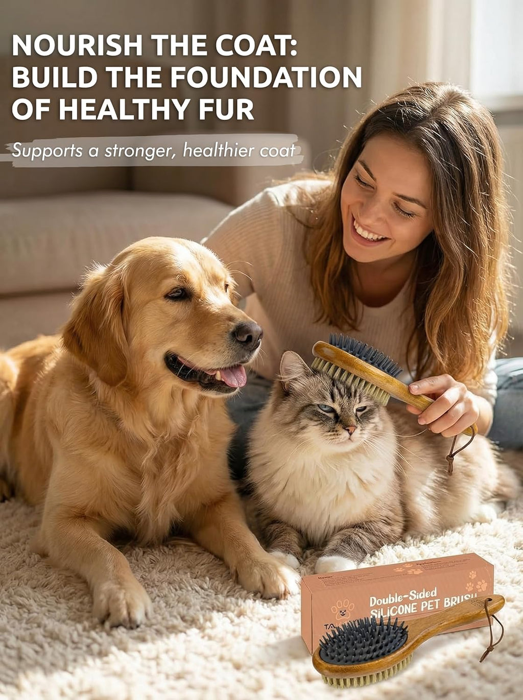 TAKAVU premium wood handle pet grooming tool package contents view