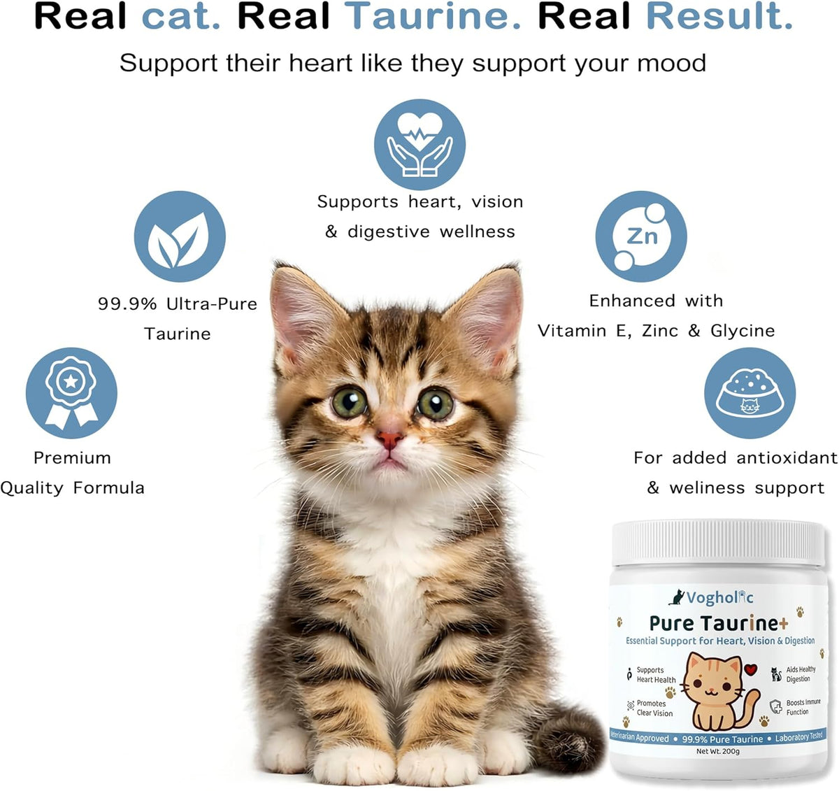 Pure unflavored feline taurine amino acid supplement packaging