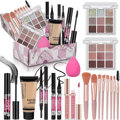 KAVCENT All In One Makeup Set front view showcasing the complete starter kit products