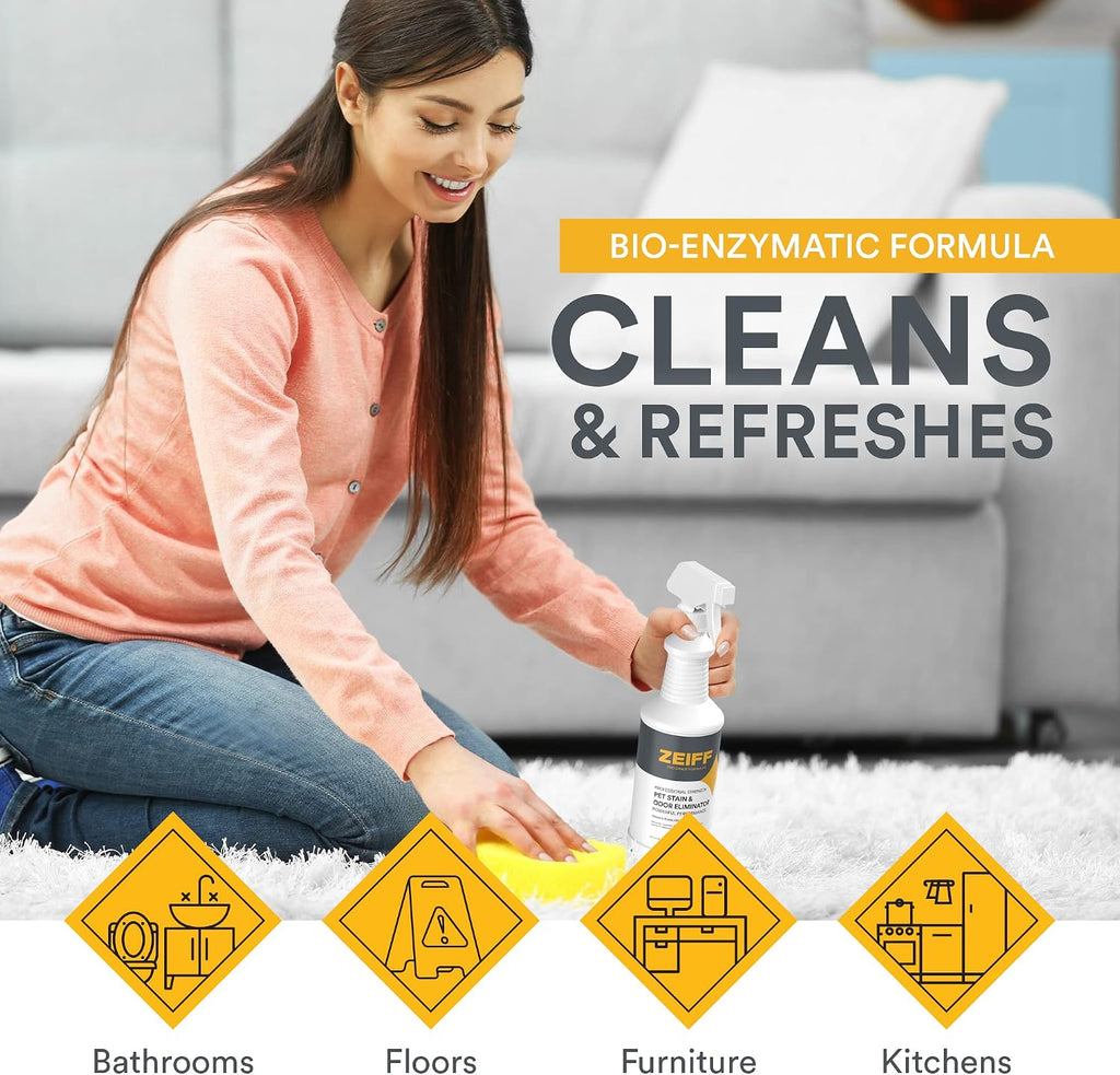 Zeiff pet stain remover for carpet and upholstery cleaning