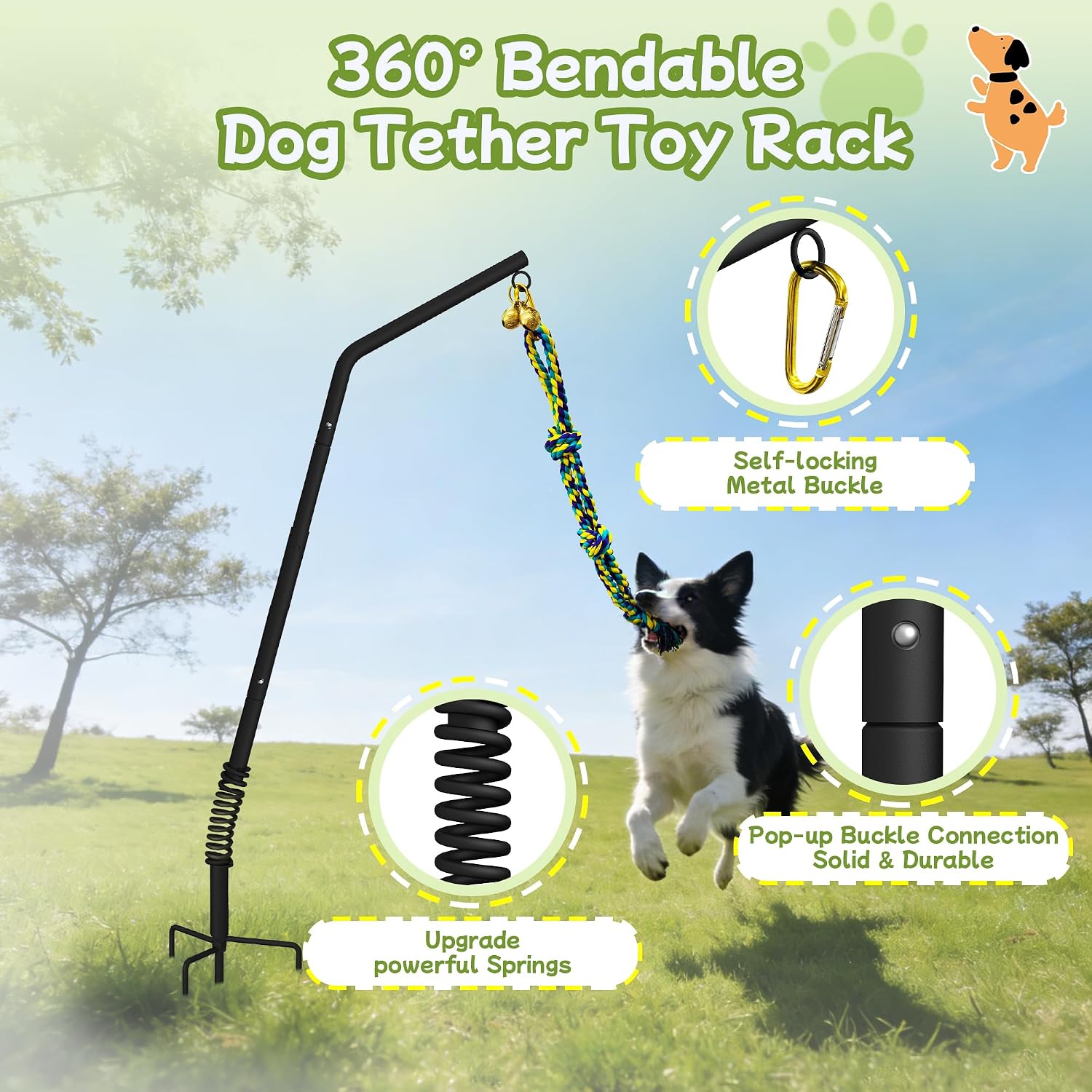 Three different types of durable cotton chew ropes included in the self play kit.