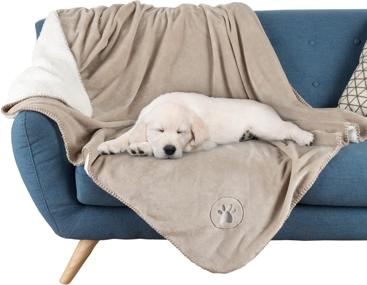 Waterproof Pet Blanket - 50x60-Inch Reversible Sherpa Fleece Throw Protects Couches, Cars, and Beds from Spills, Stains, and Fur by PETMAKER (Gray) - Image 11