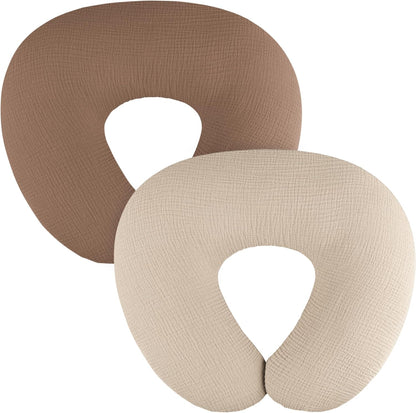 MairMore muslin nursing pillow covers two pack set front view