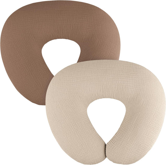 MairMore muslin nursing pillow covers two pack set front view