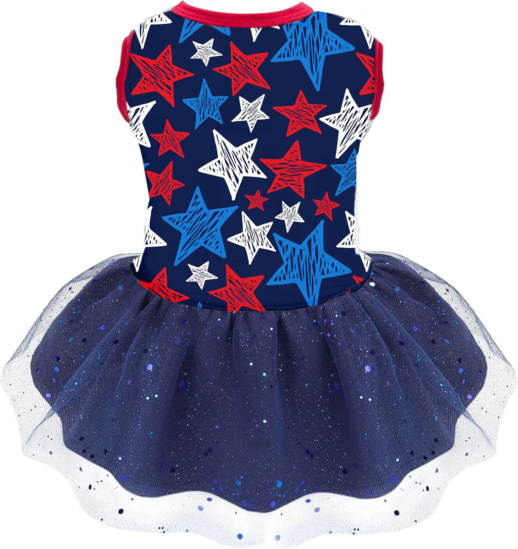 Miiemiu 4th of July dog dress front view patriotic puppy costume