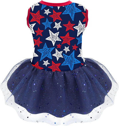 Miiemiu 4th of July dog dress front view patriotic puppy costume