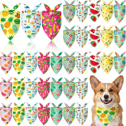 Various designs of striped and star patriotic pet scarves