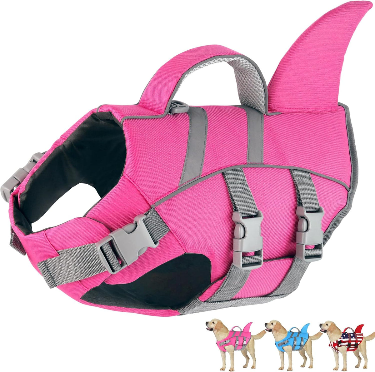Dogcheer Harness-Style Dog Life Jacket Shark, Reflective American Flag Dog Life Vest for Swimming Boating, High Buoyancy Pet Swim Vest for Small Medium Large Dogs - USA Flag, L - Image 14