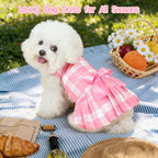 XPUDAC puppy princess clothes collection side view pink plaid pattern outfit