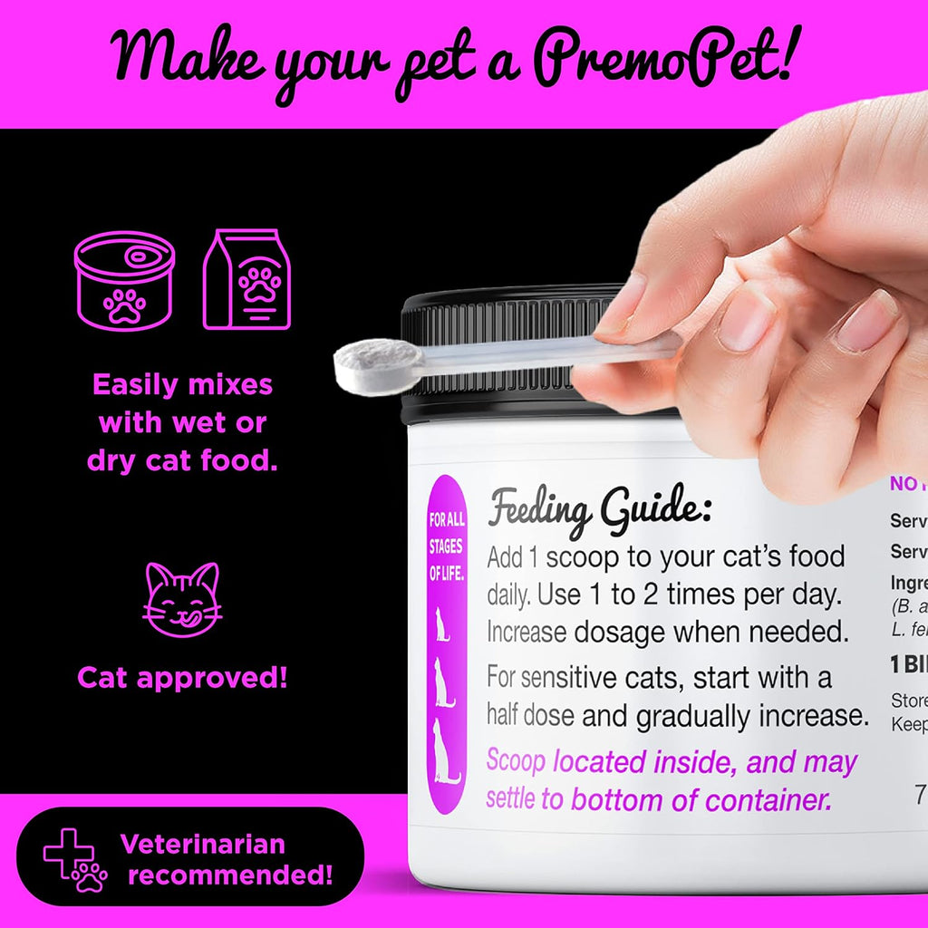USA imported Premo Pet probiotic powder for cat diarrhea relief