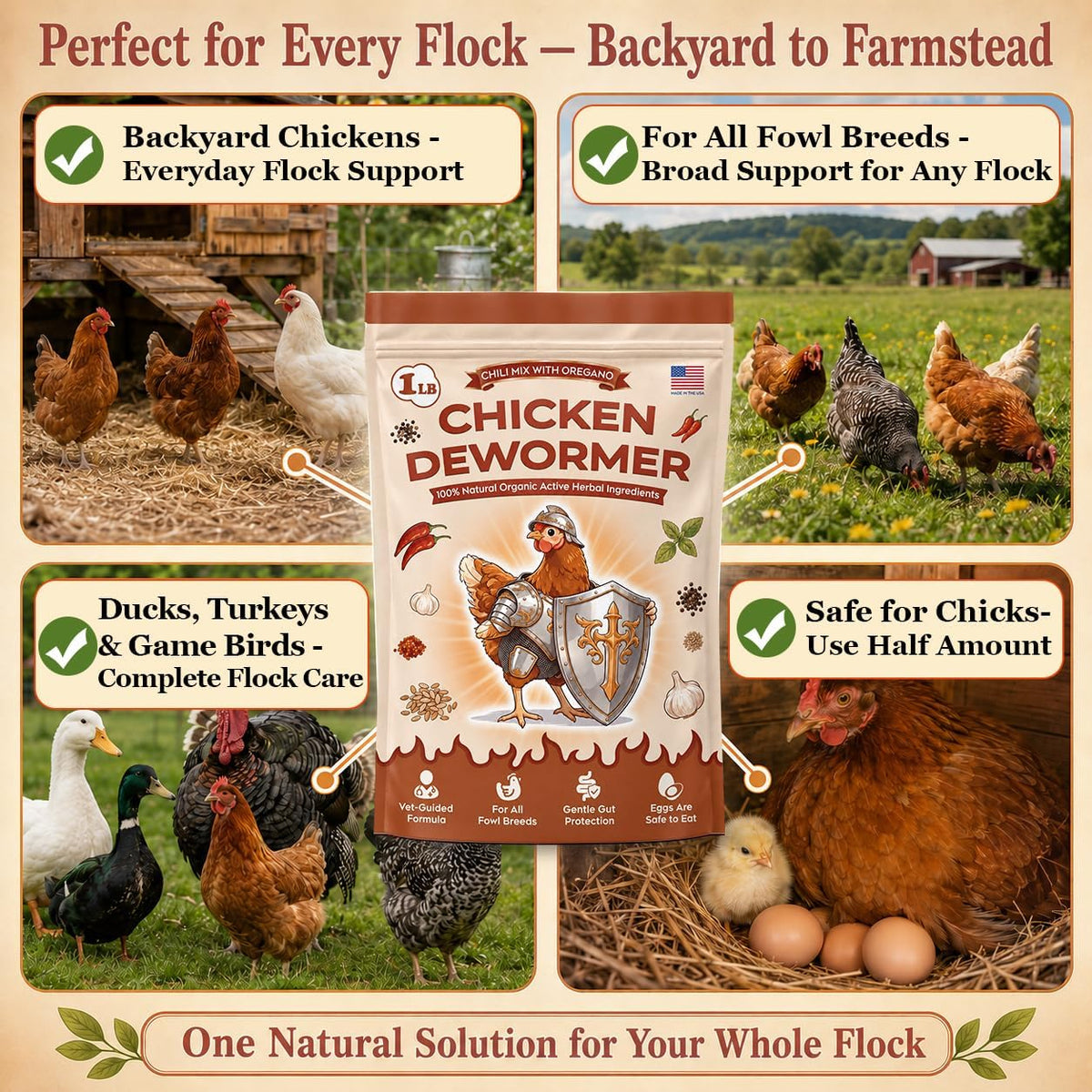 Natural Chicken Dewormer Powder, Chili Mix with Oregano for Poultry Supplement,16OZ - Image 7