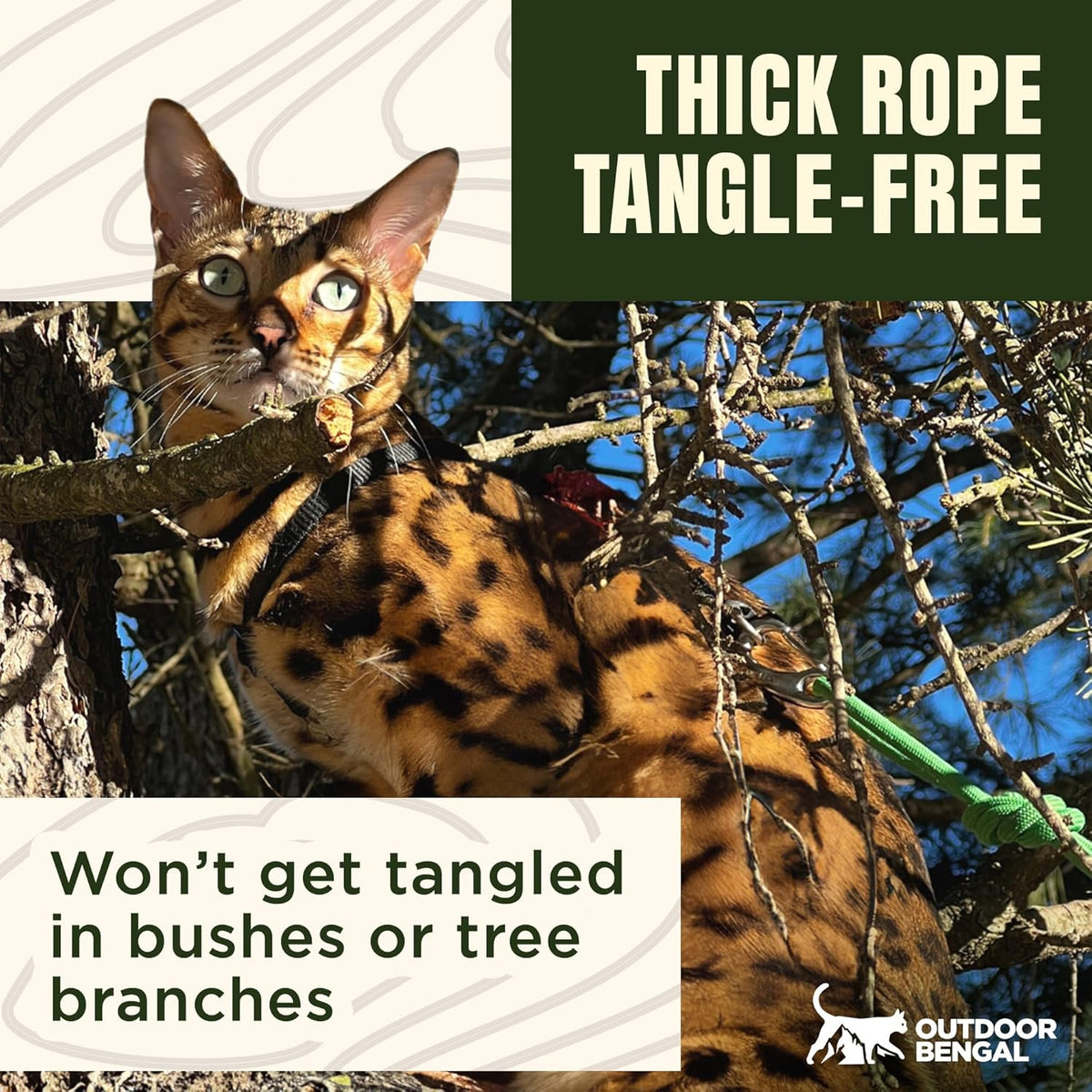 Adjustable knotted handle detail on OutdoorBengal rope leash