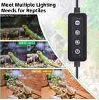 Automated timer and dimmer interface on the imported reptile hood fixture.