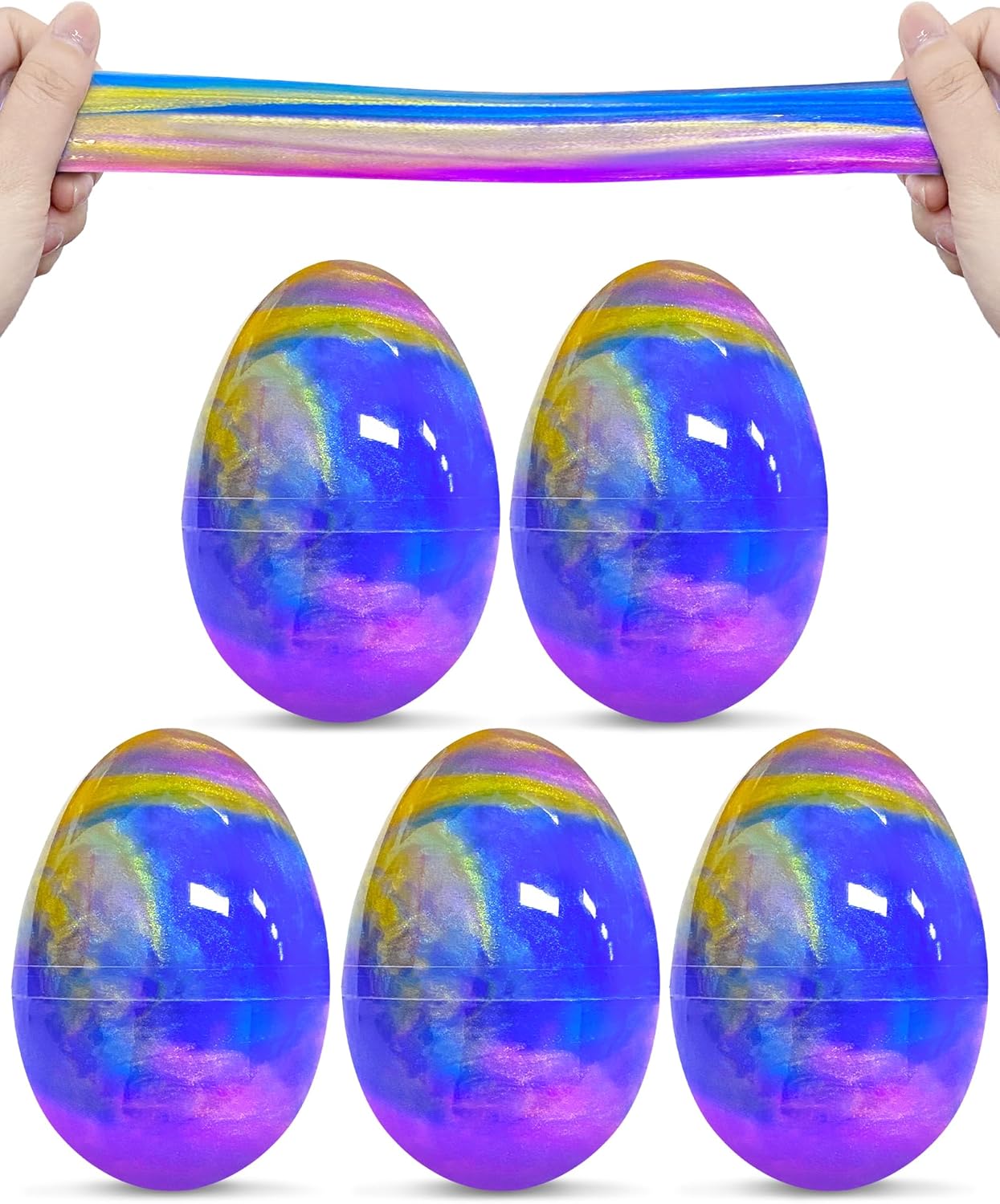 Greingways prefilled Easter eggs galaxy slime toys pack of five front view