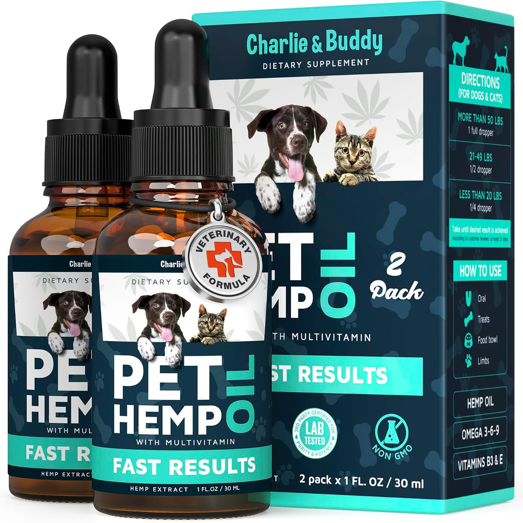 Charlie & Buddy Hemp il for Dogs Cats - Helps Pets with nxity, Pin, Strss, Slp, rthritis, Sizures Rlief - i Jint Halth - Clming Trats - Image 9