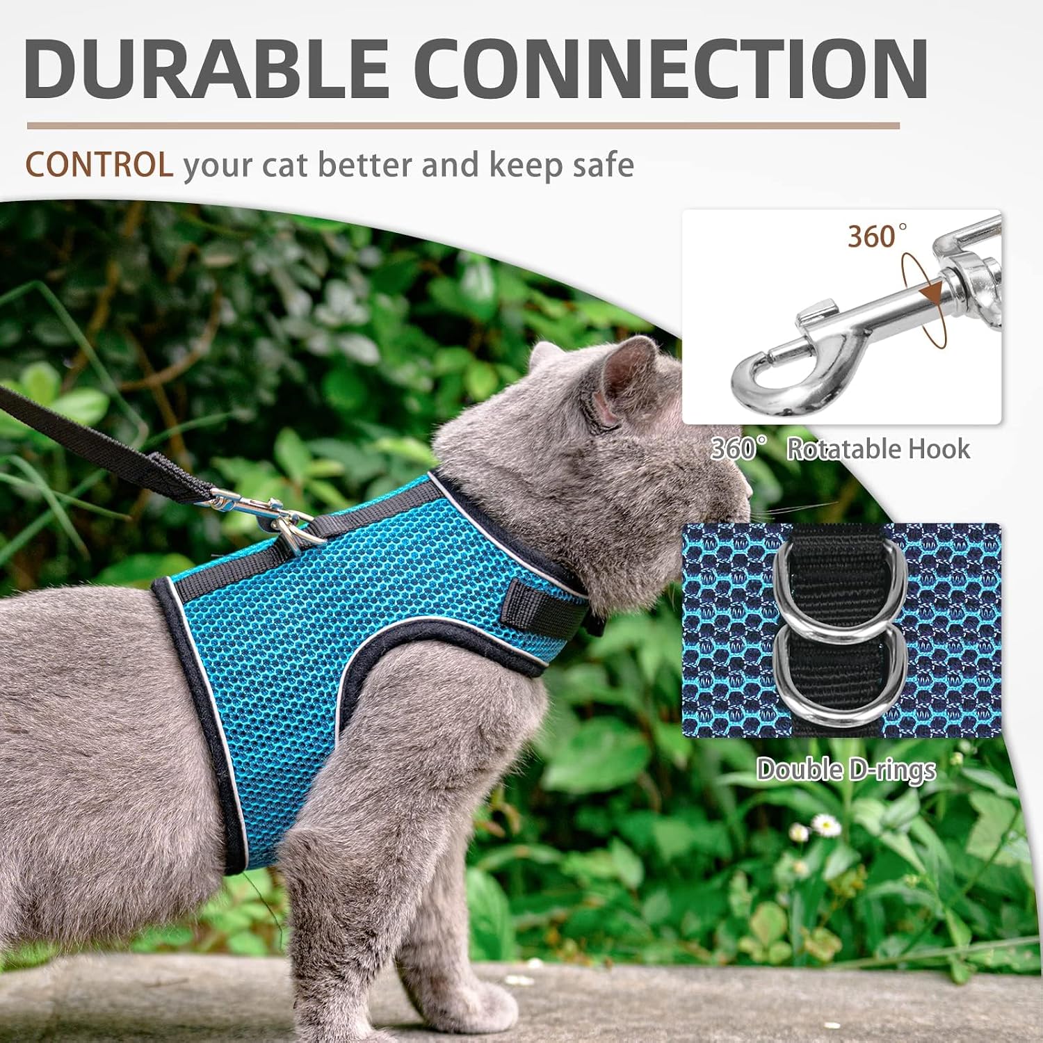 Pupteck comfortable lightweight polyester air mesh puppy harness close up