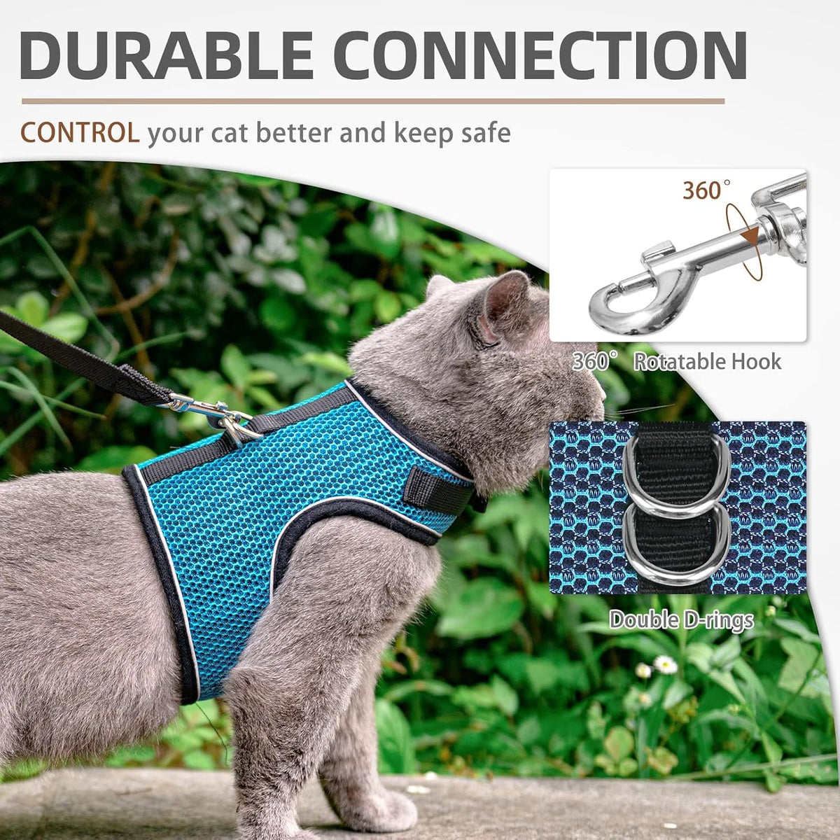Pupteck comfortable lightweight polyester air mesh puppy harness close up