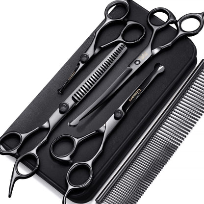 Gimars Titanium Coated Professional 6 in 1 4CR Stainless Steel Dog Grooming Scissors with Safety Round Tip, Heavy Duty Pet Grooming Scissor for Dogs, Cats and Other Animals - Image 13