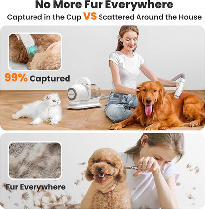 Neakasa P1 Pro de-shedding tool removing thick undercoat hair from a pet