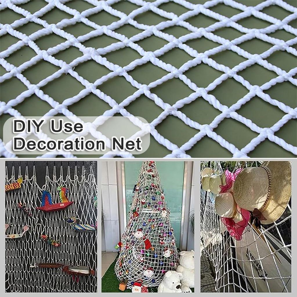 Durable white nylon anti-fall net for window protection