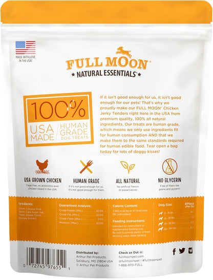 Full Moon natural dog treats bag with human grade label