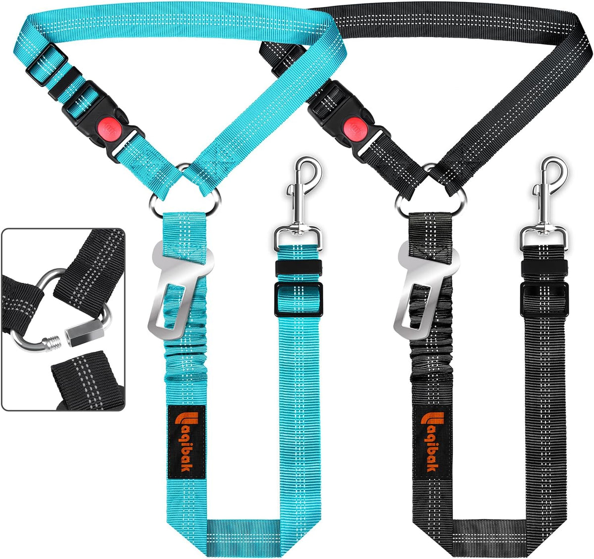 Laqibak 3-in-1 dog seat belt harness front view