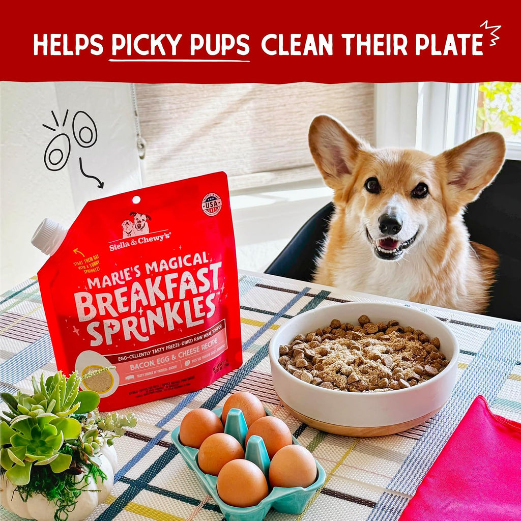 Stella & Chewy's Marie's Magical Breakfast Sprinkles Freeze-Dried Raw Bacon, Egg & Cheese Recipe Grain-Free Dog Food Topper, 7-oz Bag - Image 11