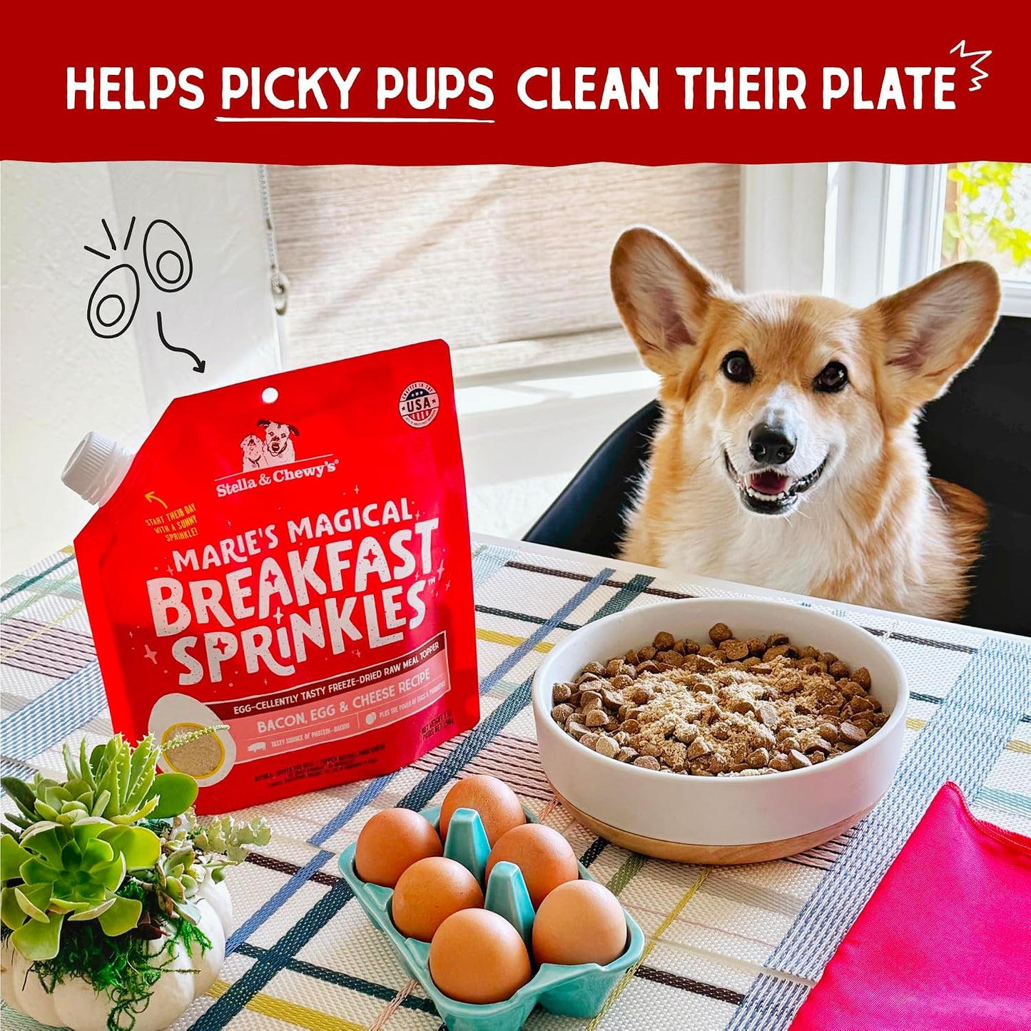 Stella & Chewy's Marie's Magical Breakfast Sprinkles Freeze-Dried Raw Bacon, Egg & Cheese Recipe Grain-Free Dog Food Topper, 7-oz Bag - Image 11