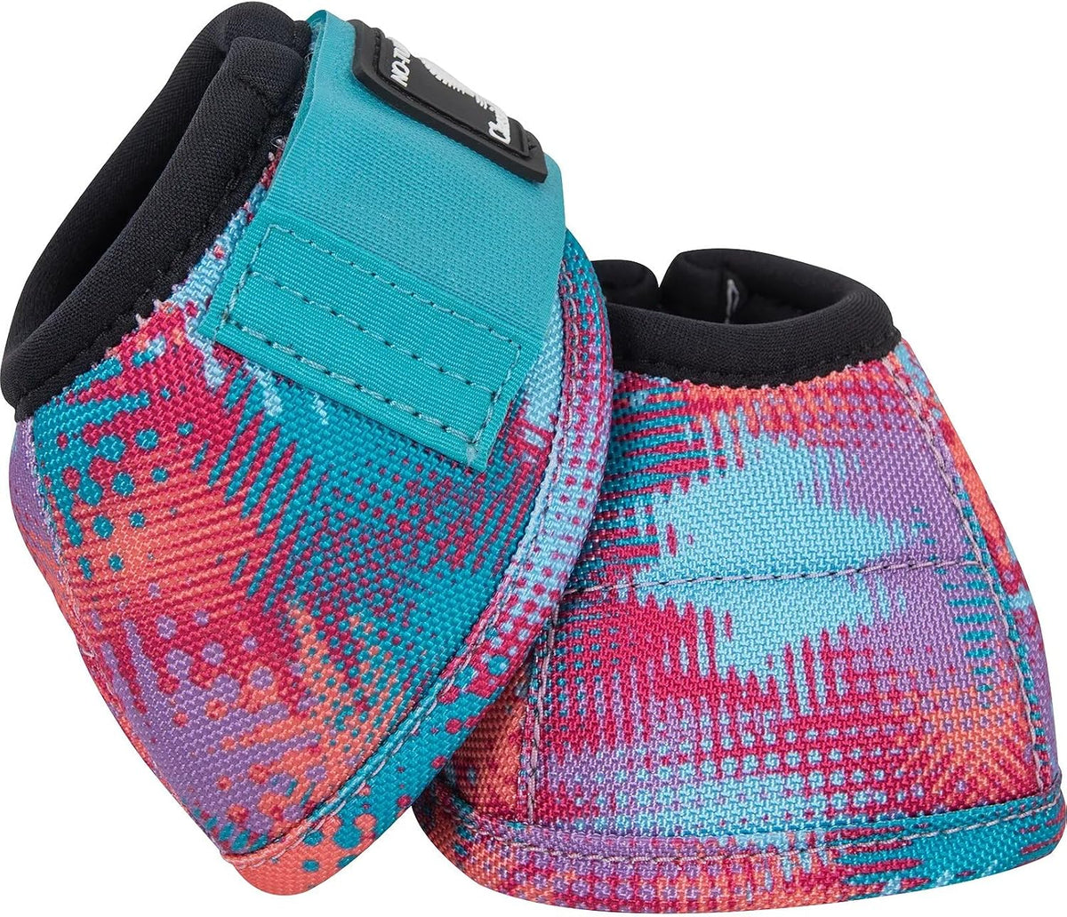 Classic Equine Dyno Turn Bell Boots front view showing the vibrant hot pink heavy duty material.