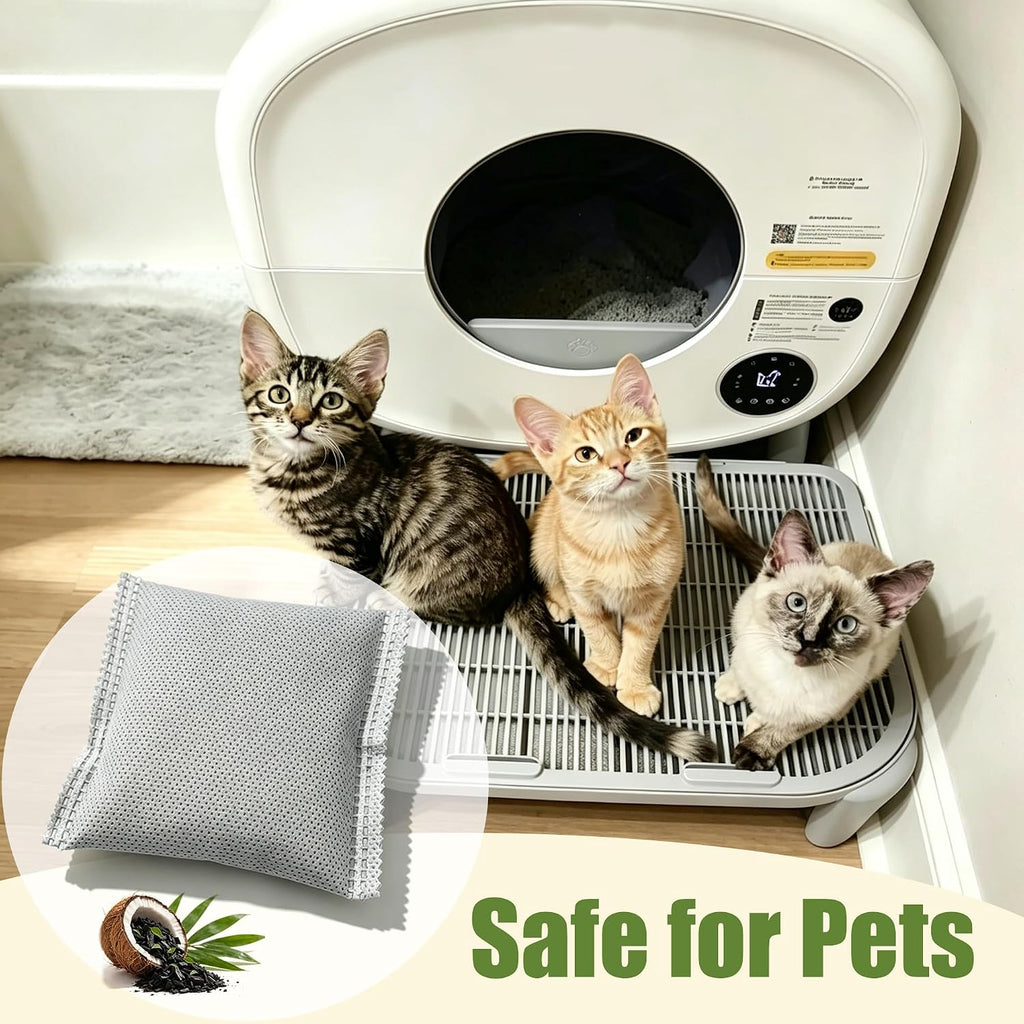 Pet friendly unscented charcoal deodorizer inserts designed for enclosed litter closets and trays