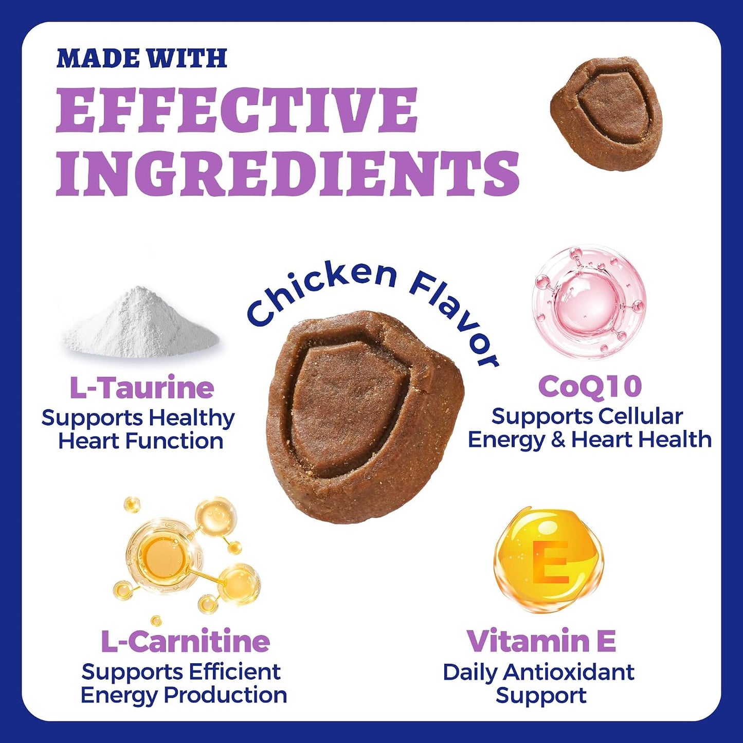 Premium pet cardiovascular vitamins with L-Carnitine for cellular energy.