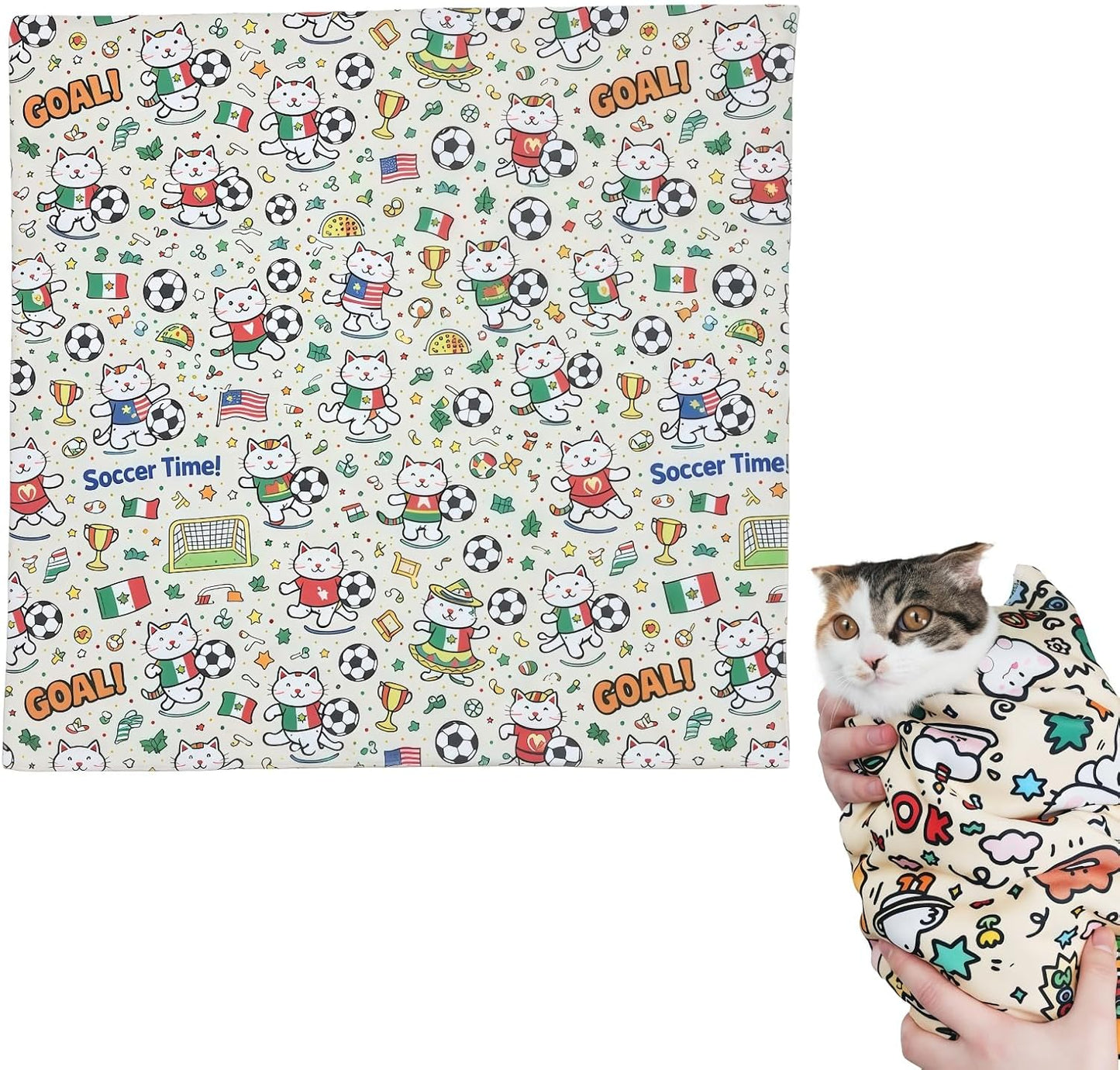 35.5" Extra Large Cat Grooming Wrap - Anti-Escape Cat Wrap for Cutting Nails, Brushing & Medication - Soft, Comfortable, Reusable, Self-Adhering, Holds Cats Up to 22lbs (Elephant Cat) - Image 11