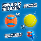 Close up of orange and blue Chuckit! Ultra Ball rubber texture.