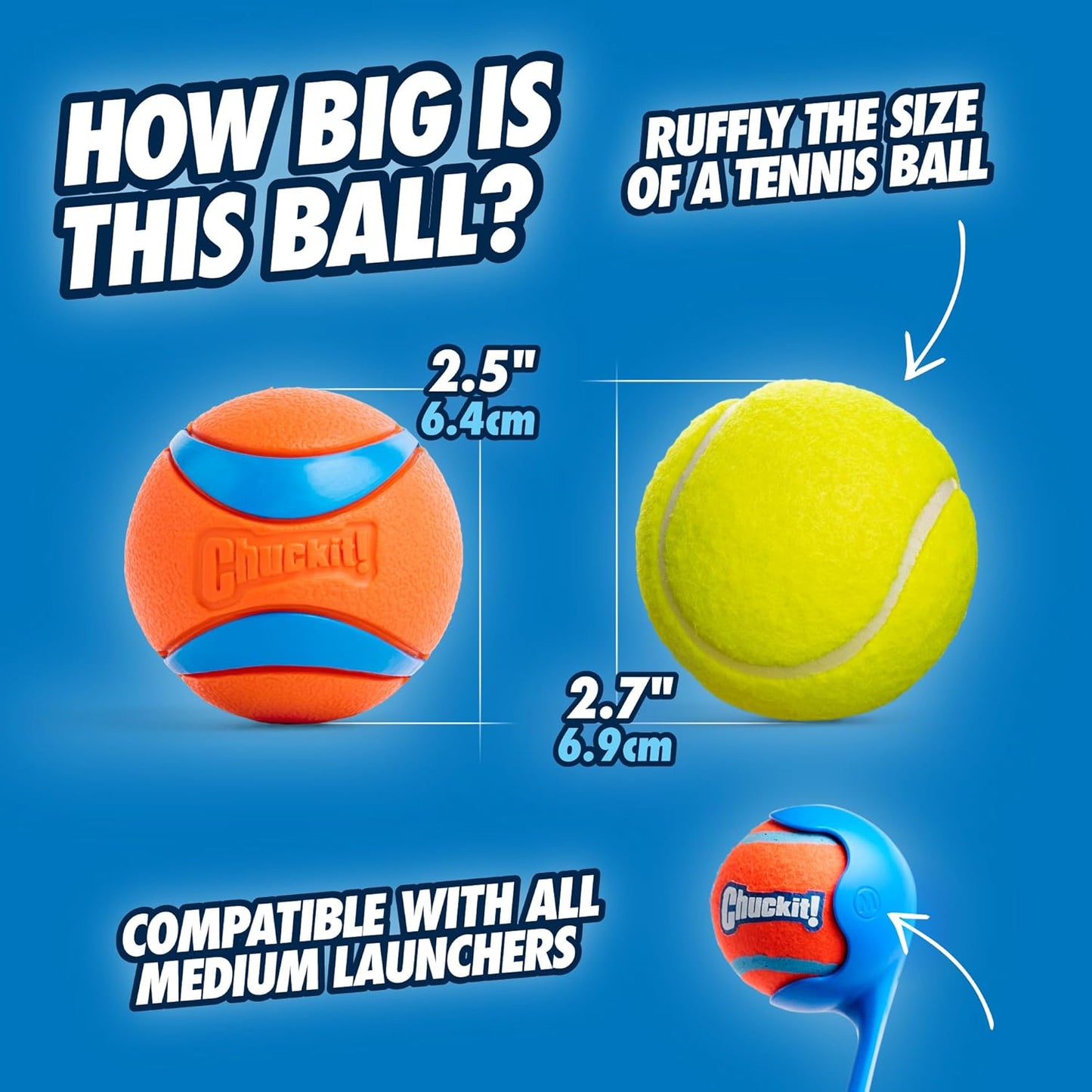 Close up of orange and blue Chuckit! Ultra Ball rubber texture.