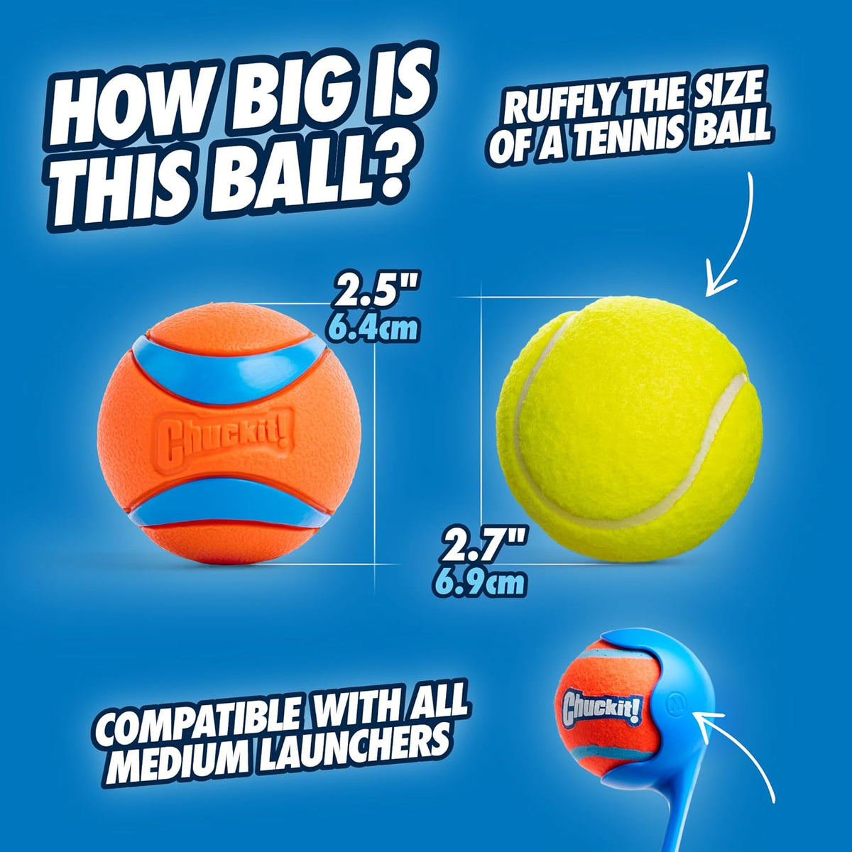 Close up of orange and blue Chuckit! Ultra Ball rubber texture.